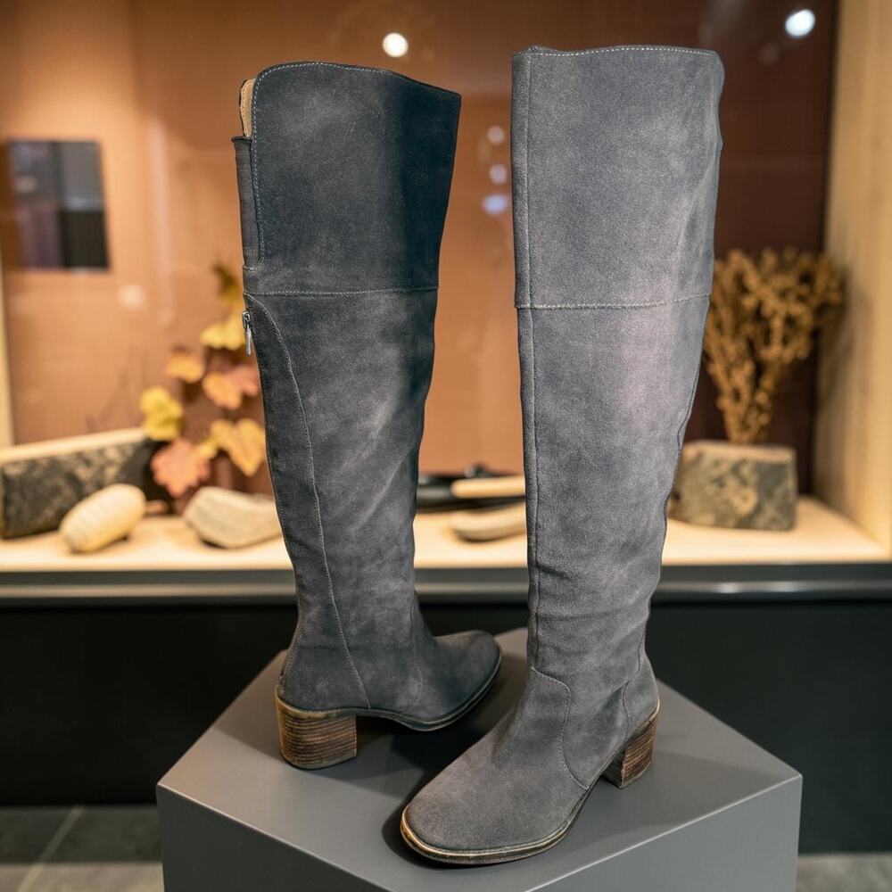 ⭐️Lucky Brand Women's Rayla Brown Suede Leather Over the Knee OTK Heeled Boots